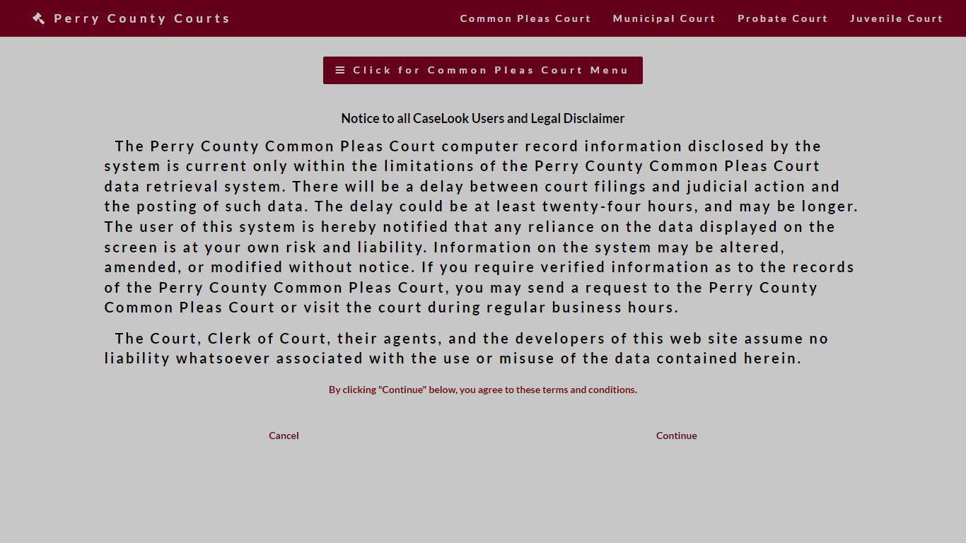 Perry County Common Pleas Court - Record Search